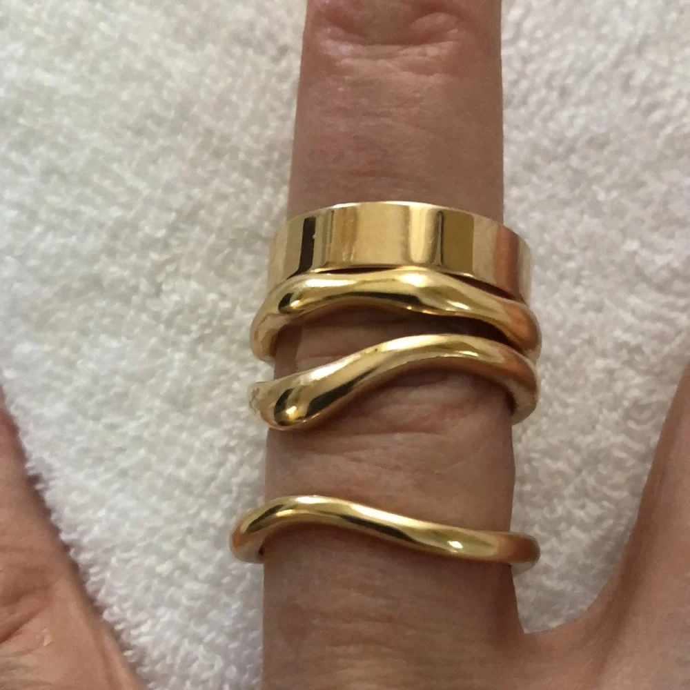 Gold look rings 3 are from & Other Stories  like new worn once or twice FUN LOOK - Picture 2 of 5